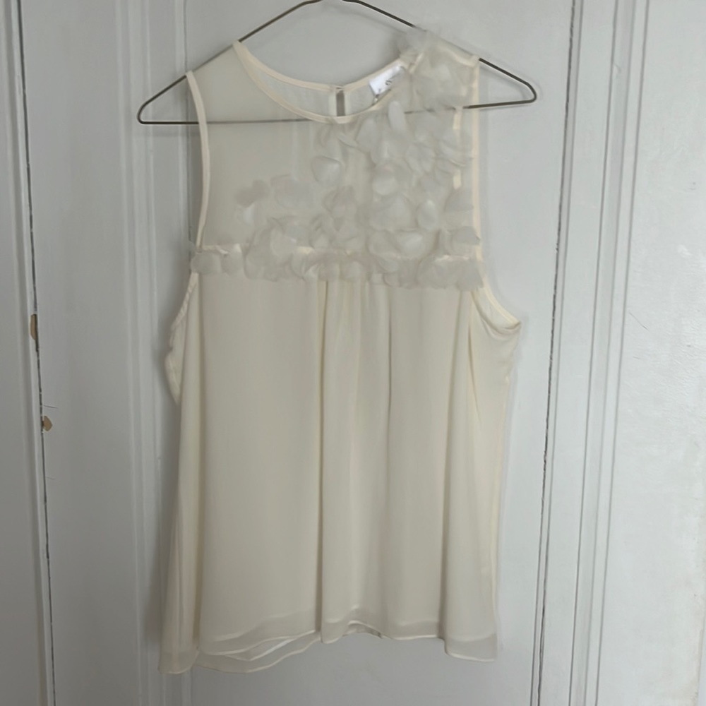 Ecru Cream Silk Top. L